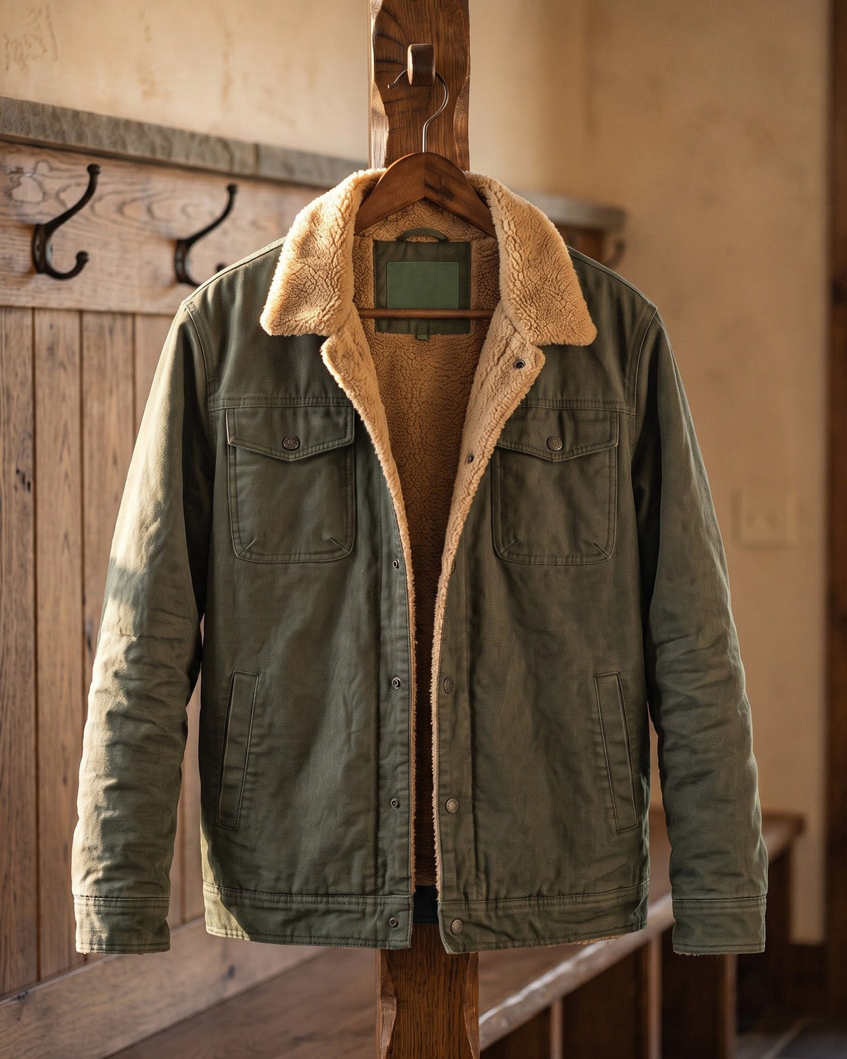 Silvio Cotton Sherpa-Lined Jacket