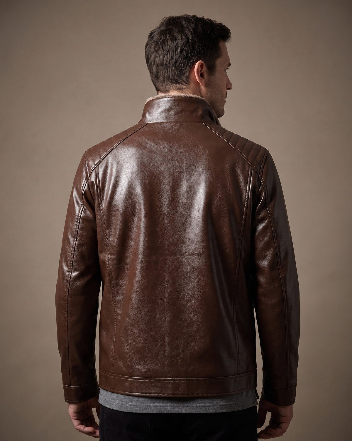 Hugo Faux Leather Shearling-Collar Jacket