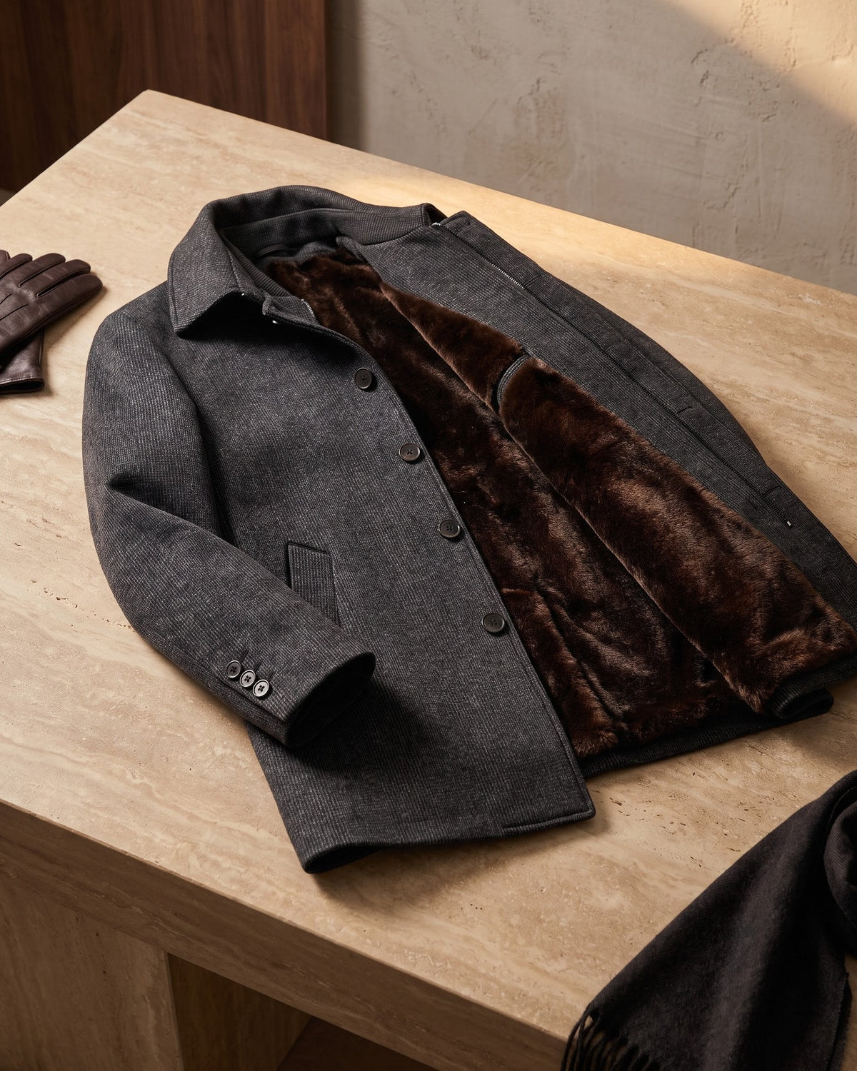 Ivo Wool Fur-Lined Overcoat
